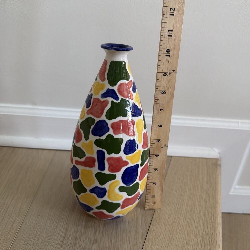 Vintage Bitossi Signed Multicolor Vase Italian Pottery 10” *Has Small Chip* - Picture 8 of 13